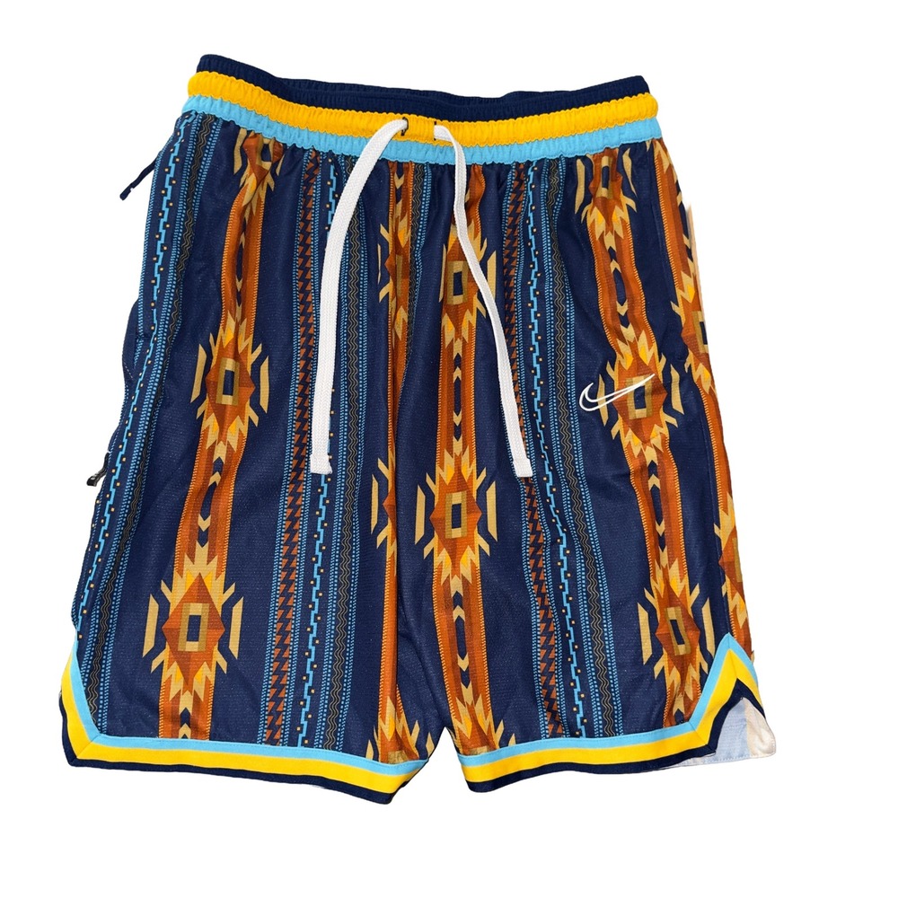 Nike Basketball Division City Exploration Blue Tribal Mesh Shorts Mens L Aztec